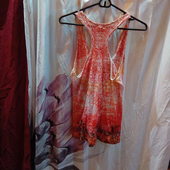 Mossimo orange red burn out racer back tank large - Picture 3 of 3